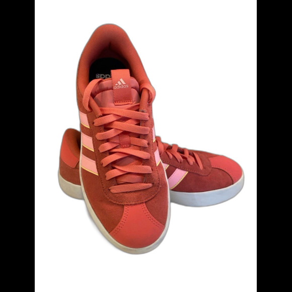Adidas VL Court 3.0 Sneaker Rust /Pink Size 7.5 Tennis Shoe T-Toe Design Lace Up - Picture 1 of 9